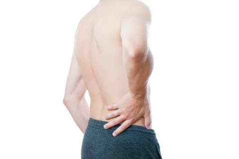 Pain in the lower back Stock Photos