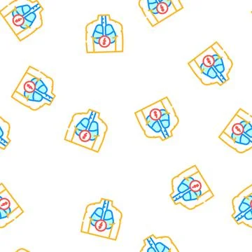 Pain in lungs vector seamless pattern Stock Illustration
