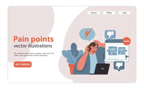 Pain points concept. A visual exploration of customer frustrations. Stock Illustration