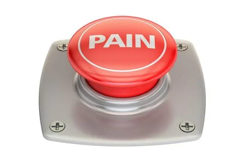 Pain Red Button, 3D rendering Stockillustratie