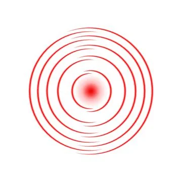 Pain red circle or localization mark, aching place sign, abstract symbol of p Stock Illustration