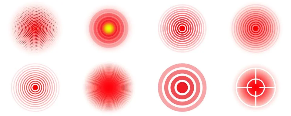 Pain red circle or localization mark, aching place sign, abstract symbol of.. Stock Illustration