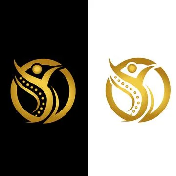 Pain relief logo design vector. Abstract letter CS illustration symbol. Circle a Stock Illustration