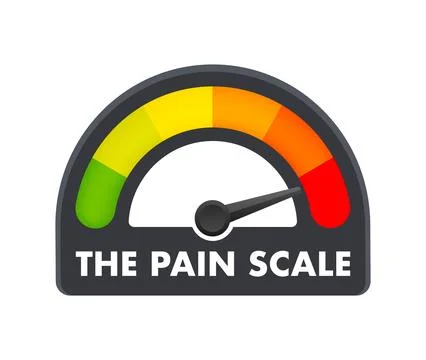 Pain scale indicator pointing to maximum level showing severe pain Stock Illustration