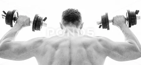 Pain is temporary, pride is forever. Sportsman with strong back and arms. Sport Stock Photos