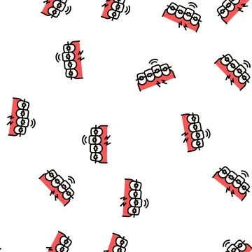 Pain from tooth braces vector seamless pattern Illustrazione stock