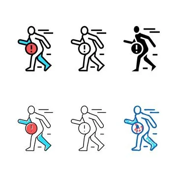 Pain when fast walking color stylized icon vector Stock Illustration