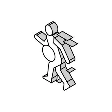 Pain when fast walking isometric icon vector illustration 库存插图