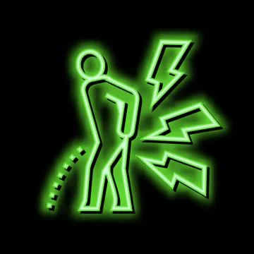 Pain when urinating neon glow icon illustration Illustrazione stock