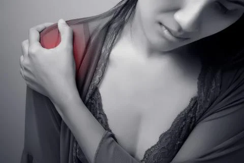 Painful shoulder Stock Photos