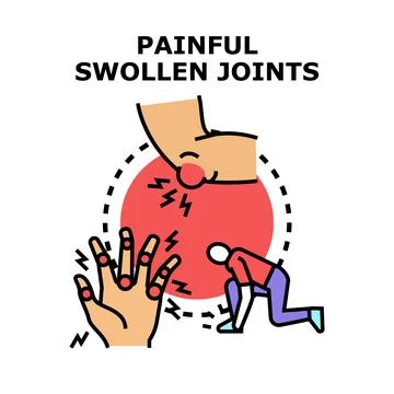 Painful swollen joints causing movement problems and discomfort Stock Illustration