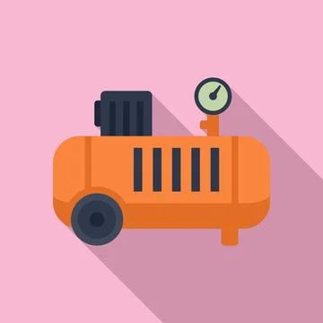 Paint air compressor icon, flat style Stock Illustration