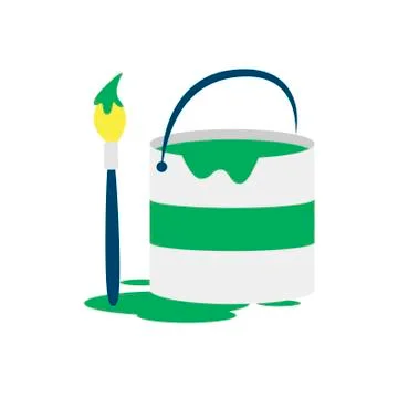 Paint and brush on white background. Vector illustration in trendy flat style イラスト素材