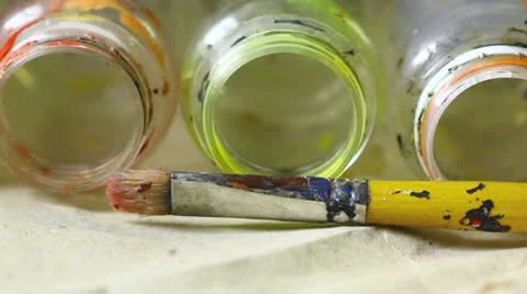Paint and brushes Stock Footage 10958295