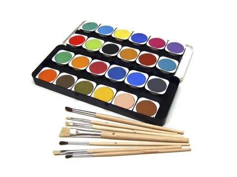 Paint and brushes Stock Photos