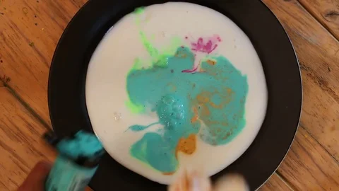 Paint and Dish Soap Experiment Stock Footage 75627166