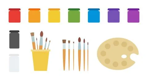 Paint and tool drawing kit vector icon flat isolated illustration Stock Illustration