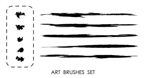 Paint ART BRUSHES SET. Droped blots and dots. Set for decorative frames and s Illustrazione stock