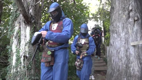 Paint ball - game - slow motion Stock Footage 217378763
