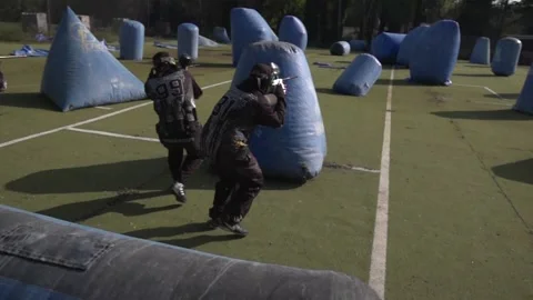 Paint ball - game - slow motion Stock Footage 217378806