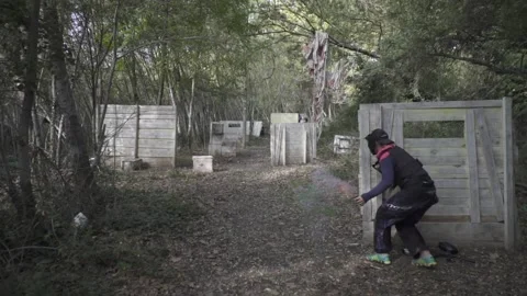Paint ball - game - slow motion Stock Footage 217378817