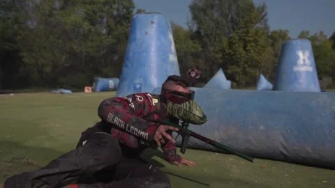 Paint ball - game - slow motion Stock Footage 217378826
