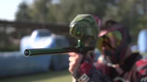 Paint ball - game - slow motion Stock Footage 217378839