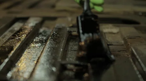 Paint being brushed on a surface - Slow Motion Stock Footage 41669125