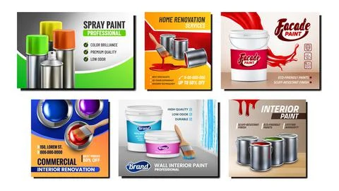 Paint Blank Containers Promo Posters Set Vector Stock Illustration