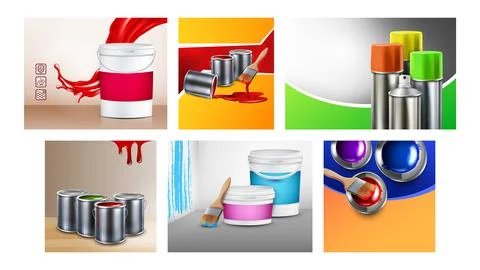 Paint Blank Containers Promo Posters Set Vector Illustrazione stock