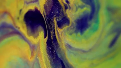 Paint blend glitter fluid drip purple golden ink Stock Footage 281614608