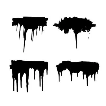 Paint blob ink splatter drop. Black liquid splash stain Stock Illustration