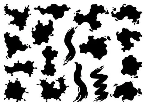Paint blot icon set. Splashes set for design use. Grunge shapes collection Stock Illustration