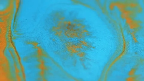 Paint blot shiny fluid blend golden cyan glitter Stock Footage 281044207