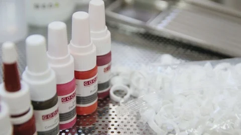 Paint bottles Stock Footage 128169094