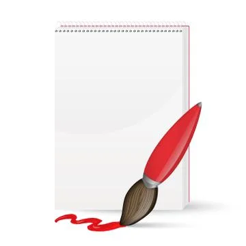 Paint brush and notebook Illustrazione stock