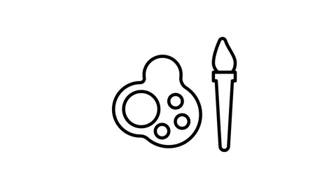 Paint brush and palette board icon animation. Back to school animated icon. Stock Footage 341630485