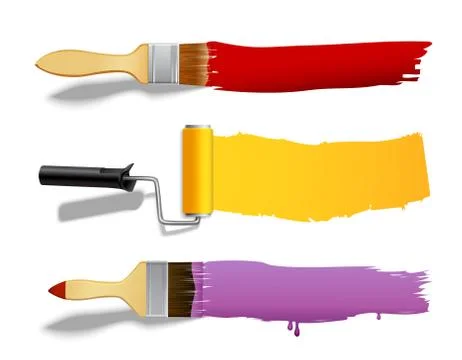 Paint brush and roller banners Illustrazione stock