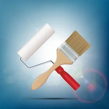 Paint brush and roller. Construction and repair. Stock-Illustration