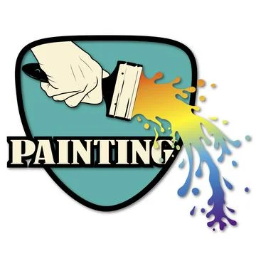 Paint brush and splashes of colored paint Stock Illustration