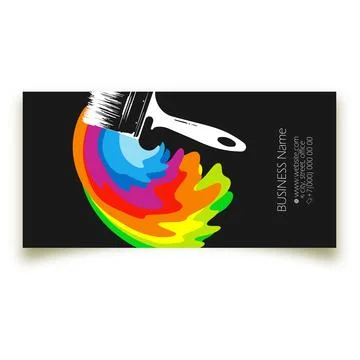 Paint brush and waves trace of colored paint, business card concept Stock Illustration