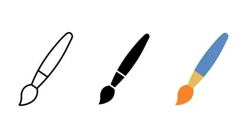 Paint brush art tool icon set Stock Illustration