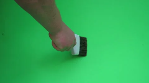 Paint Brush B on Green Screen Chroma Key Continuous Sequence Pt1 of 3 Stock Footage 241131118