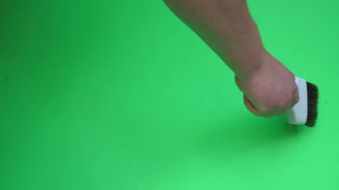 Paint Brush B on Green Screen Chroma Key Continuous Sequence Pt2 of 3 Stock Footage 241131226