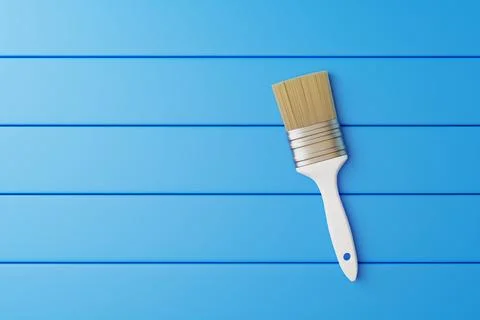 Paint brush on a blue background in the form of boards Stock Illustration