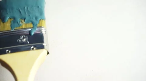 Paint brush in blue wall 스톡 동영상 61876187