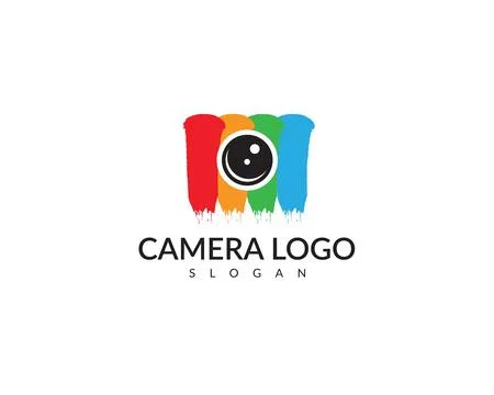 Paint Brush Camera Lens Logo vector and editable	 Stock Illustration