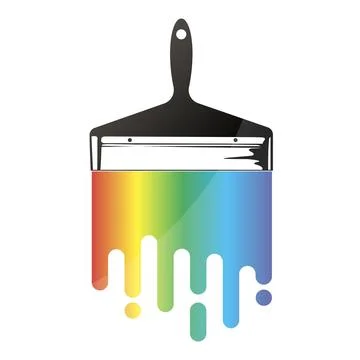 Paint brush with colored paint Stock Illustration