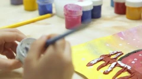 Paint brush dips into can of paint Video stock 59607848