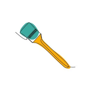 Paint brush drawn in one line. Artistic brush. Illustration on a white Stock Illustration